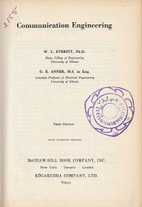 Image of Communication Engineering / W. L. Everitt and G. E. Anner