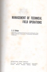 Image of Management of Technical Field Operations / L. L. Farkas