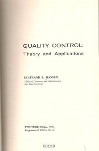 Image of Quality control : Theory and applications / Bertrand L. Hansen