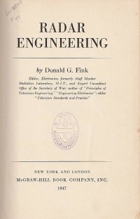 Image of Radar Engineering / Donald G. Fink