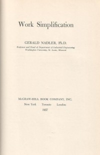 Image of Work Simplification / Gerald Nadler
