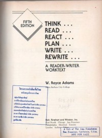 Image of Think, read, react, plan, write, rewrite : A reader-writer worktext / W. Royce Adams